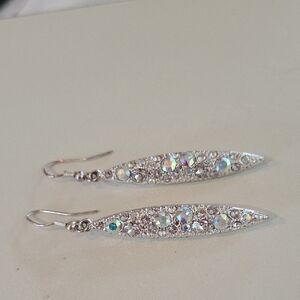 Macys White Gold Plated Crystal Earrings